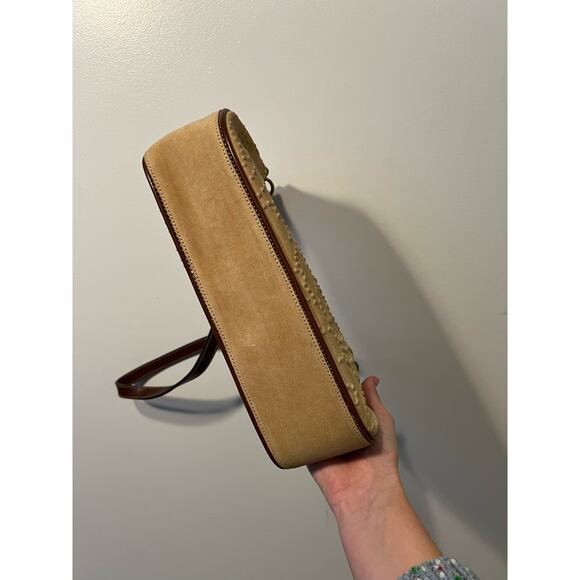 Brahmin Vintage Tan Suede Leather Brown Baguette Purse - Picture 8 of 9